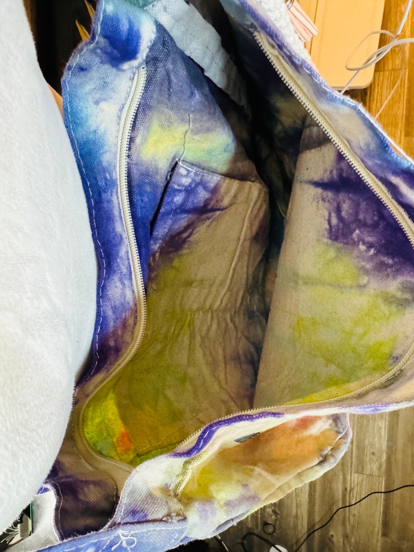 Tie-Dye Canvas Crossbody Purse with Original Artwork