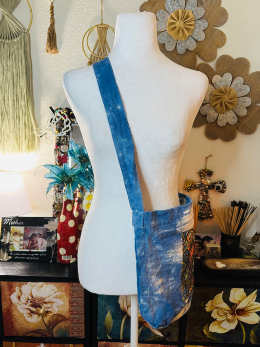 Tie-Dye Canvas Crossbody Purse with Original Artwork
