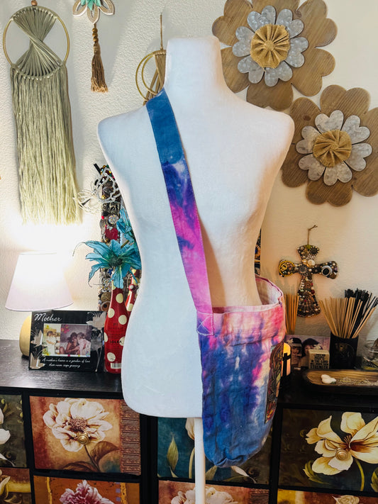 Tie-Dye Canvas Crossbody Purse with Original Artwork